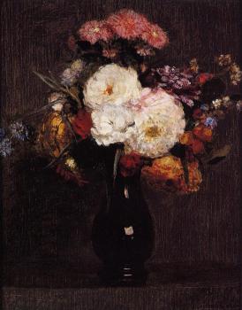 亨利 方丹 拉圖爾 Dahlias, Queens Daisies, Roses and Corn Flowers 亨利 方丹 拉圖爾 Dahlias, Queens Daisies, Roses and Corn Flowers